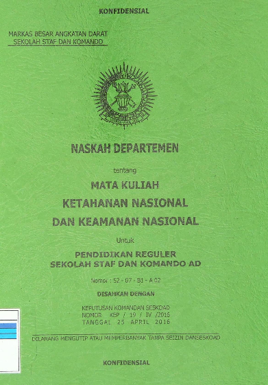 NASKAH DEPARTEMEN MATA KULIAH KETAHANAN NASIONAL DAN KEAMANAN NASIONAL NO 24402
